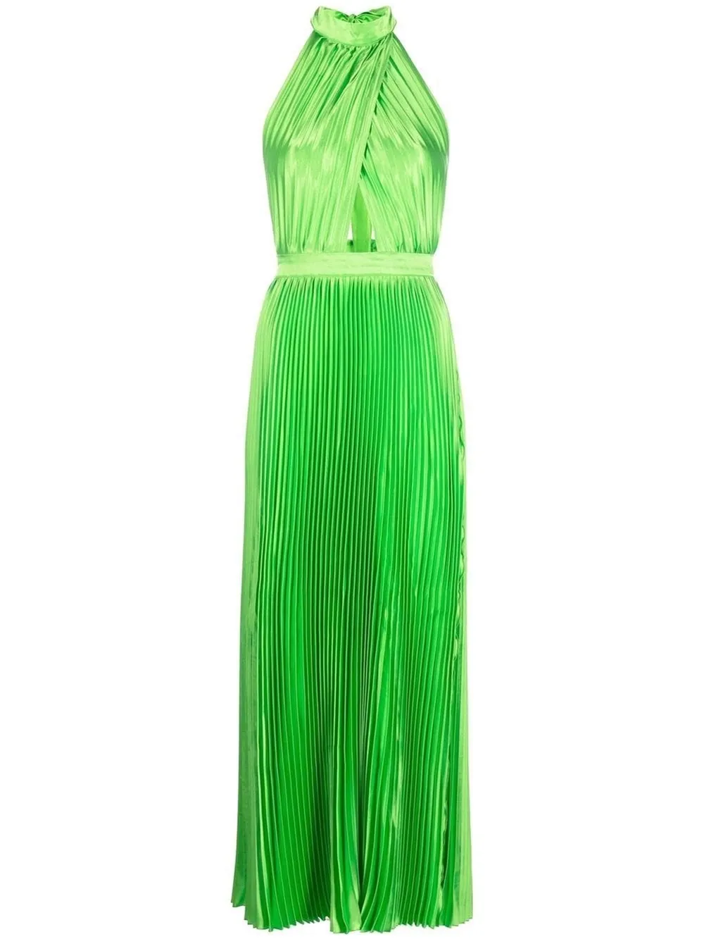 L'IDÉE halter neck pleated dress - Green