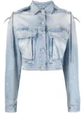 Off-White distressed cropped denim jacket - Blue