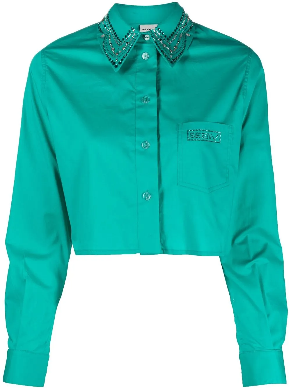 

Seen Users gem-embellished cropped shirt - Green