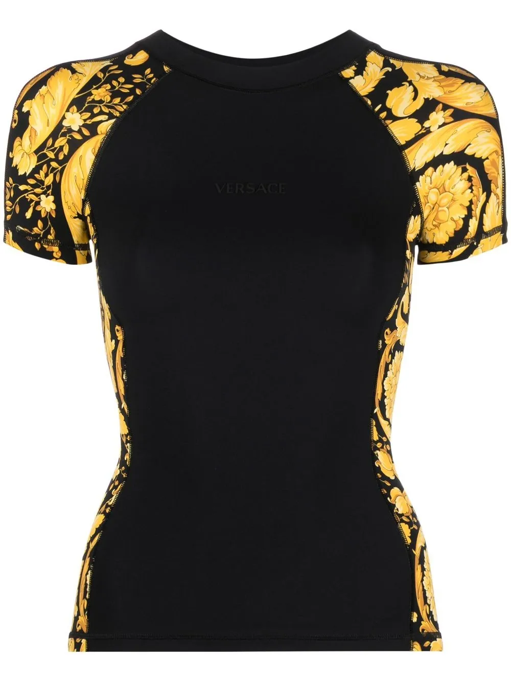 

Versace top manga corta con estampado Barocco - Negro