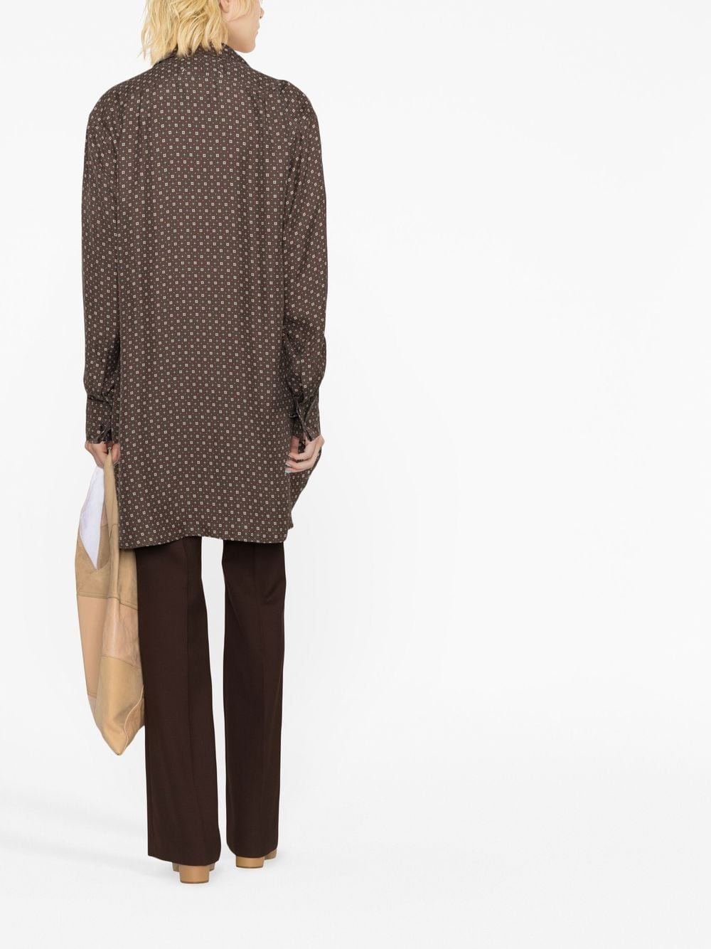 Shop Maison Margiela Tie-print Silk Shirt In Brown