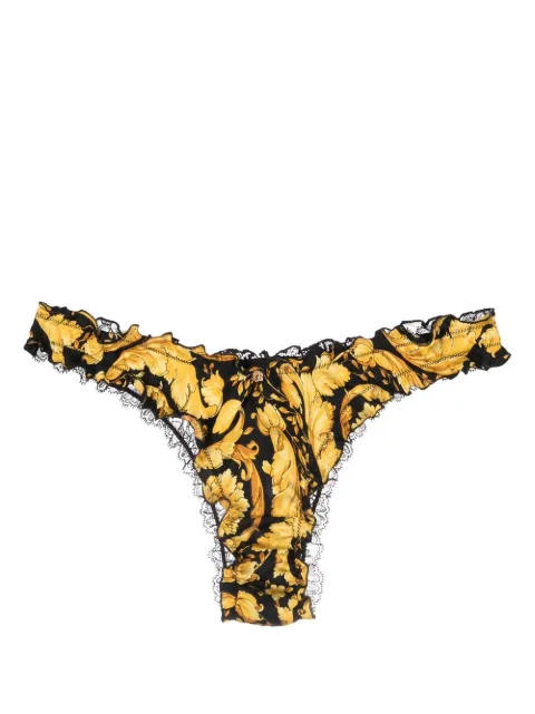 Versace lace-panel silk thong