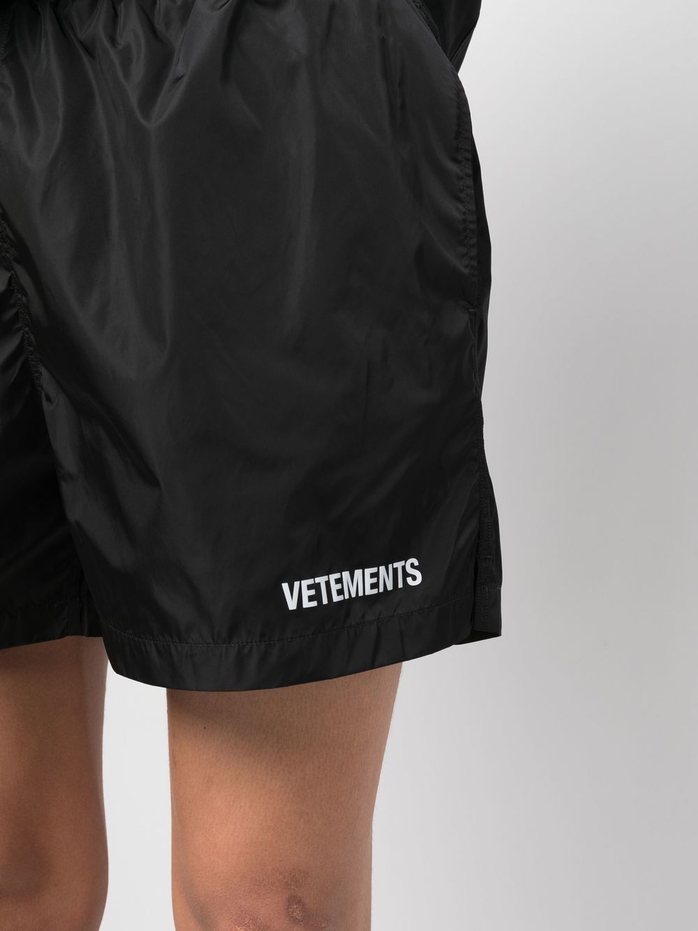 Shop Vetements Logo-print Track Shorts In Black
