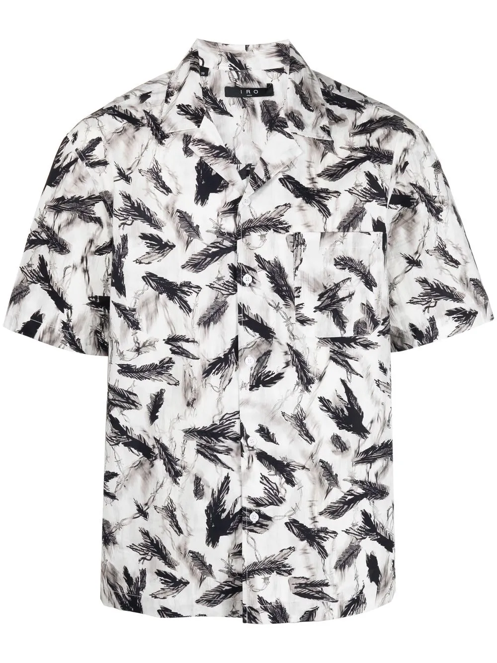 

IRO Cuban-collar feather-print shirt - White