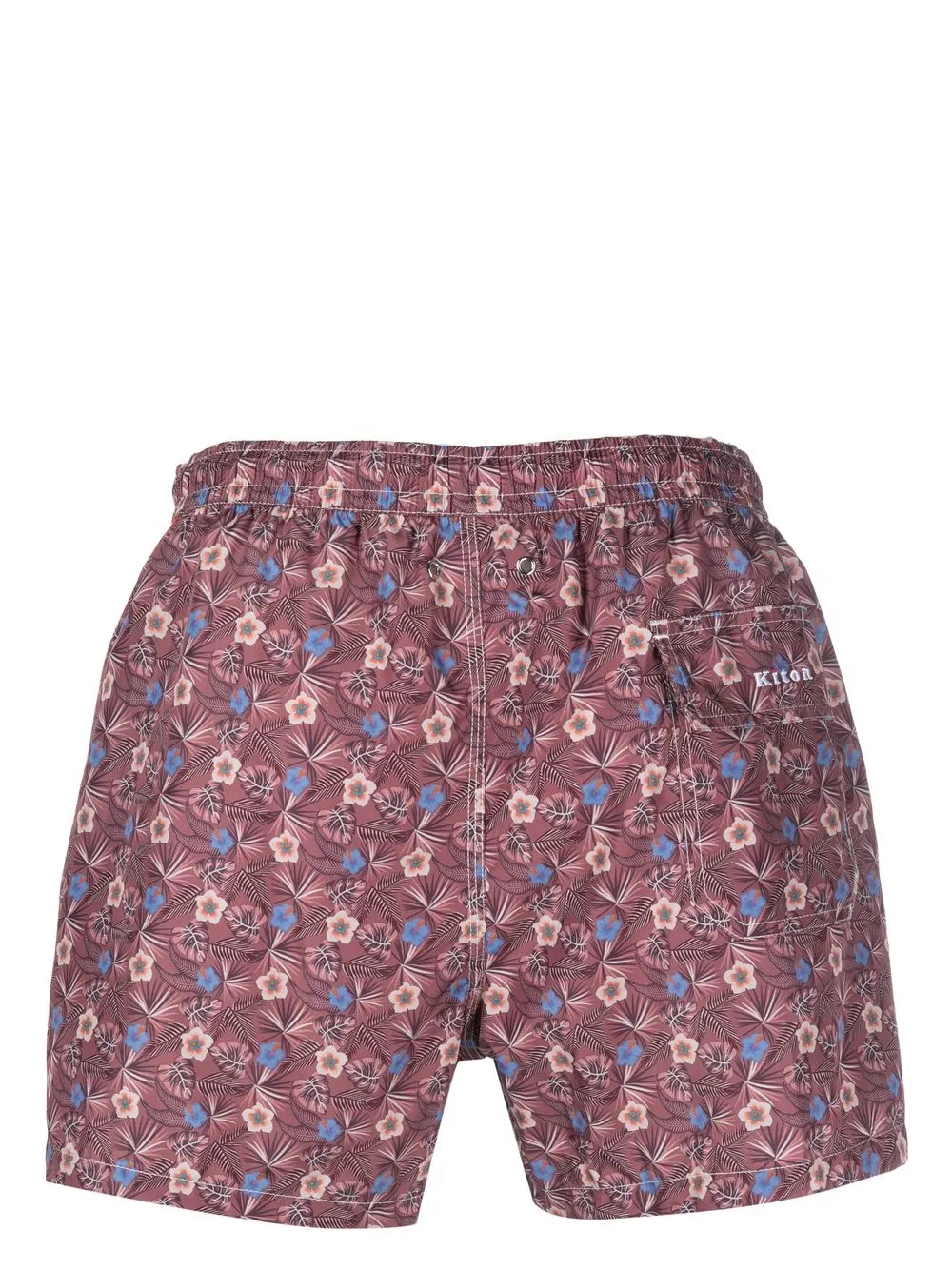 Kiton Zwembroek met bloemenprint - Bruin