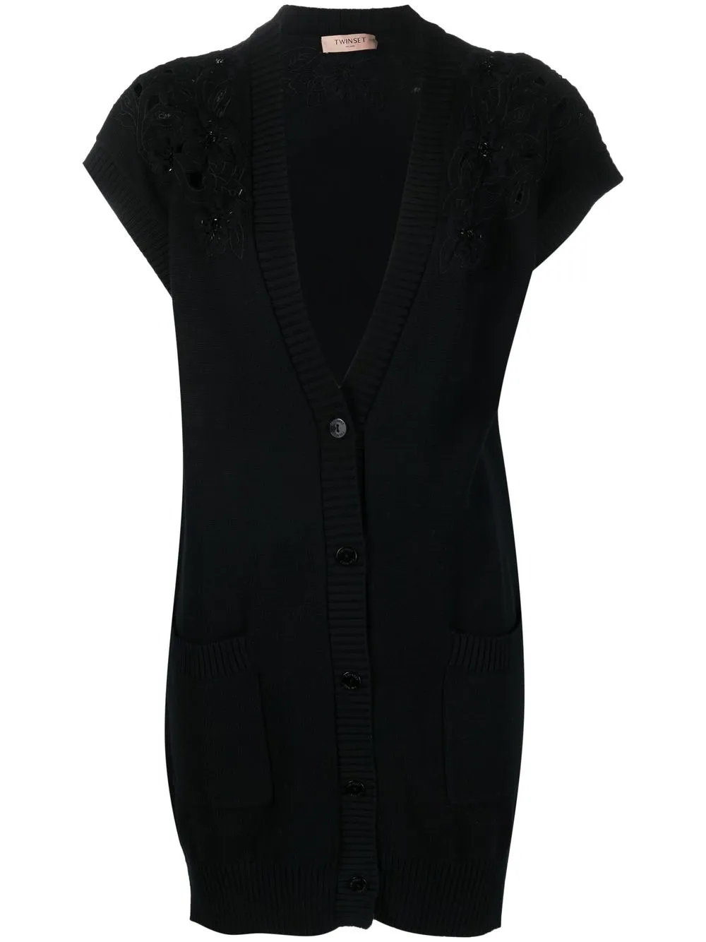 

TWINSET Maxi embroidered gilet - Black