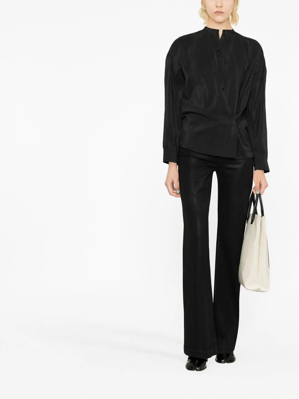 Lemaire Shirt met ruche - Zwart