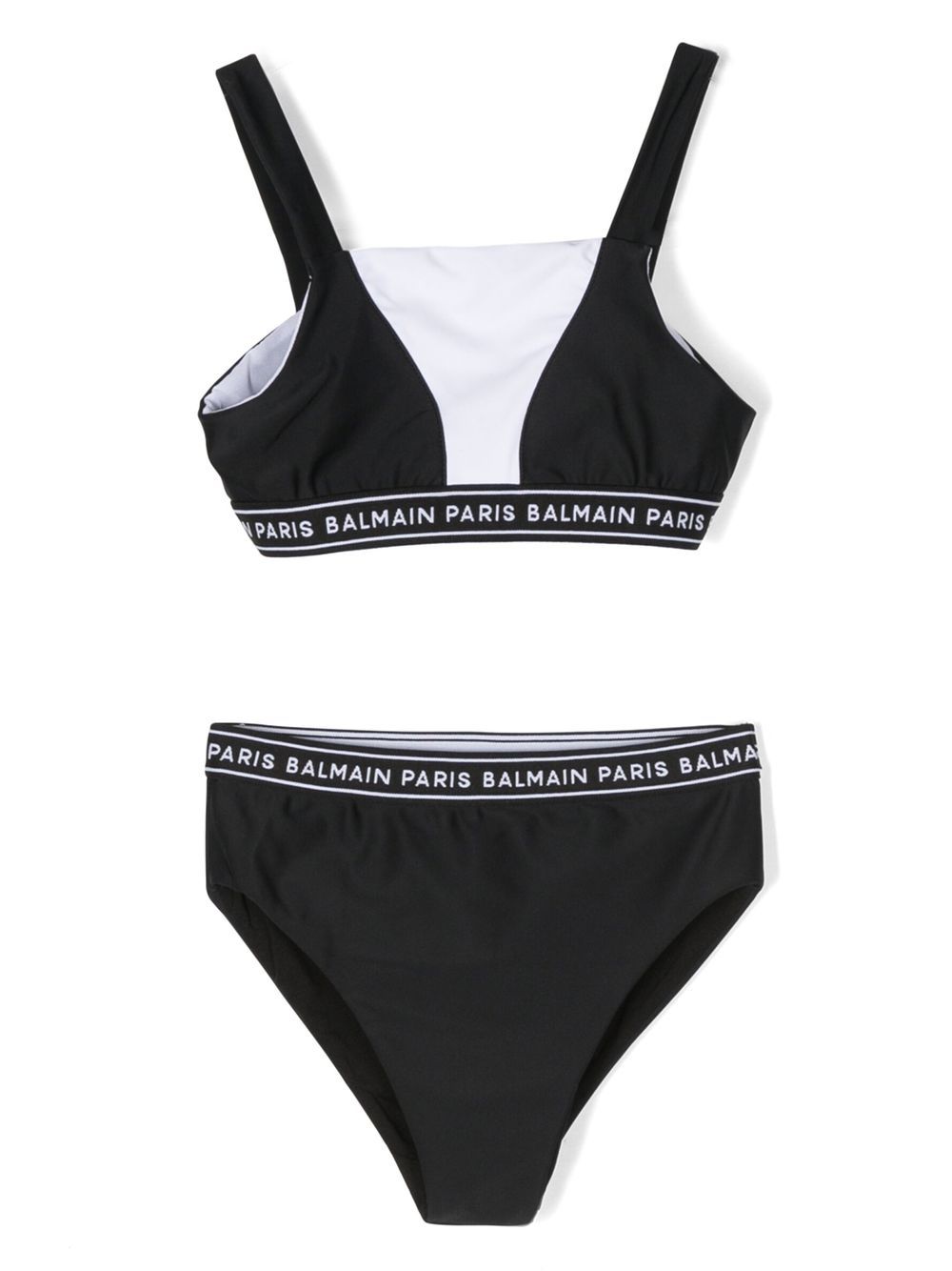 Balmain Kids' Logo-trim Bikini Set In Black