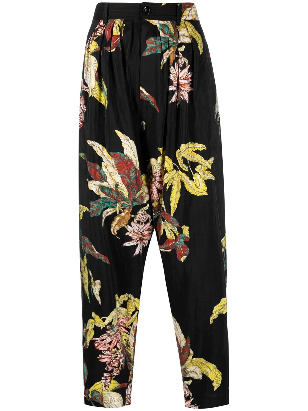 

Lemaire floral-print pleated trousers - Black