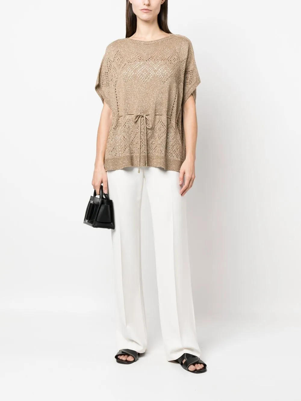 TWINSET Top met gestrikte taille - Goud