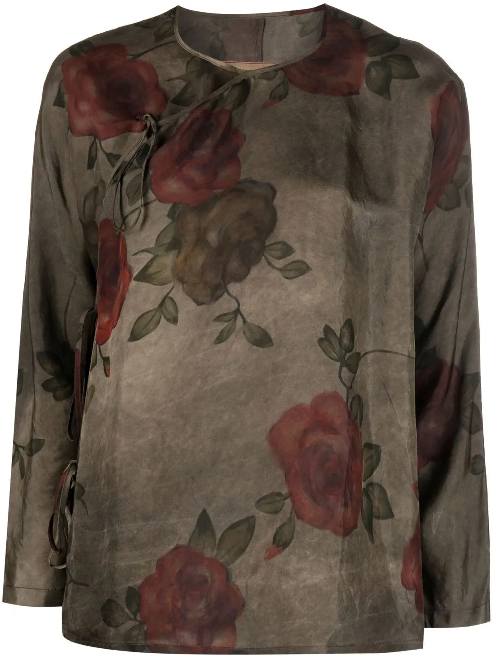 Uma Wang floral-print long-sleeved top - Green