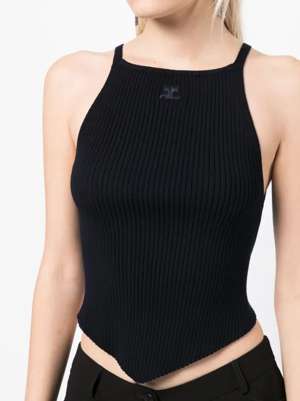 Courrèges Pointy rib-knit Tank Top | Blue | FARFETCH ZA