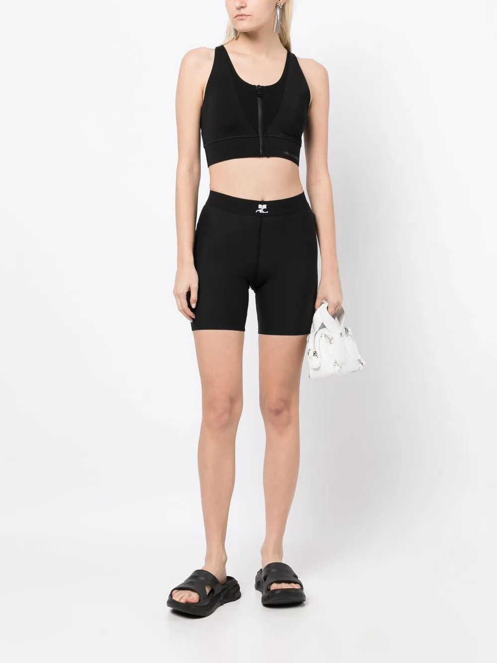 

Courrèges logo-print cycling shorts - Black
