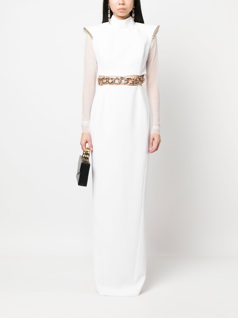 Shop Jean Louis Sabaji Chain-detail Maxi Dress In White