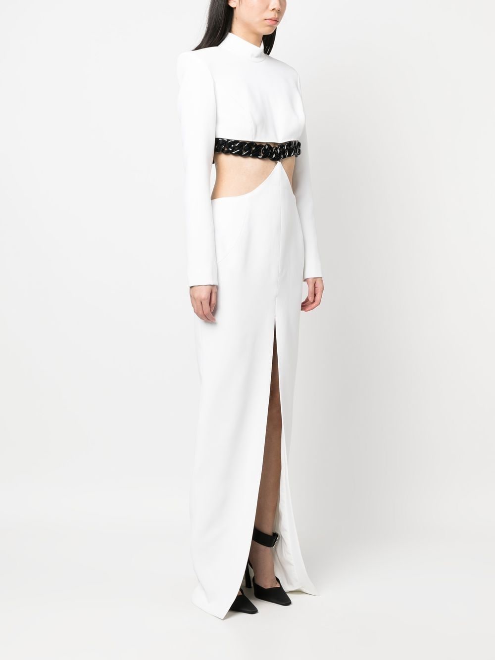 Shop Jean Louis Sabaji Chain-detail Cut-out Maxi Dress In White