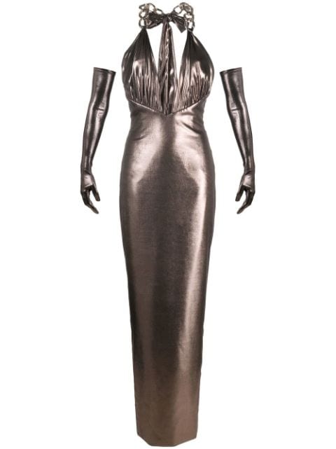 JEAN-LOUIS SABAJI metallic-effect sleeveless maxi dress