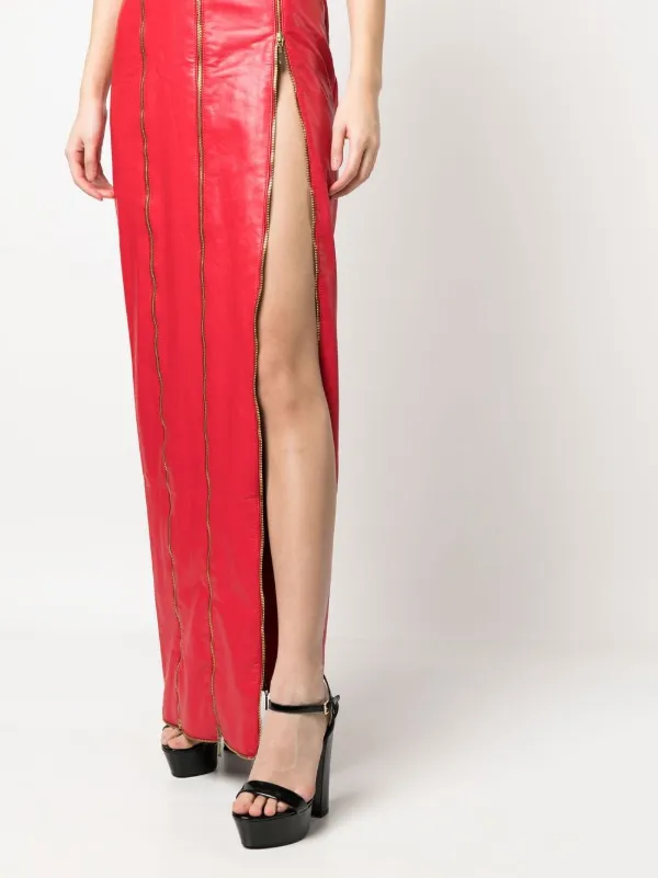 JEAN-LOUIS SABAJI zip-detail Faux Leather Maxi Dress | Red | FARFETCH GE JEAN-LOUIS SABAJI zip-detail Faux Leather Maxi Dress | Red | FARFETCH GE