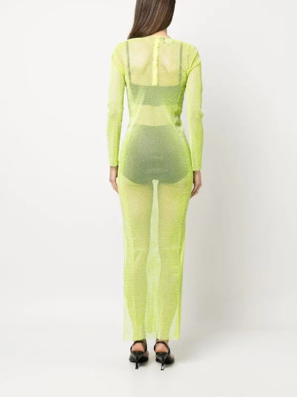 mini neon green dress Women's Sheer Lime Green Kimono Dress with Ruffle Sleeves – Amy Page  DeBlasio main image 0
