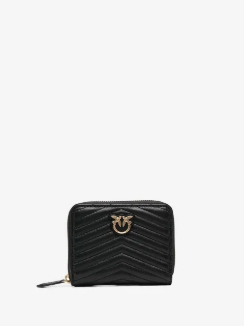PINKO square quilted nappa leather zip-around purse