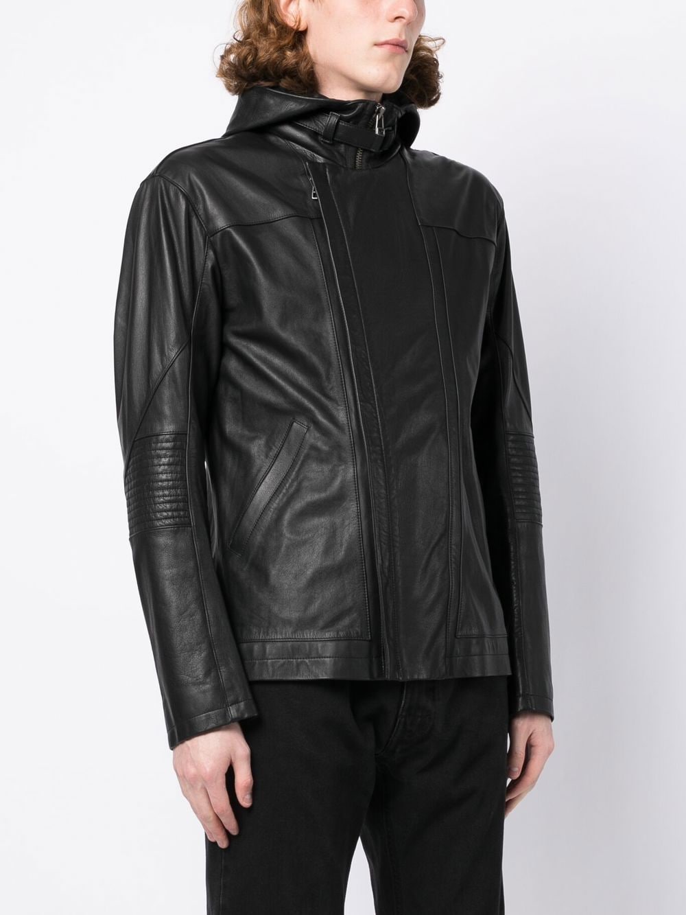 Shop Helmut Lang Photograph-print Leather Jacket In Schwarz