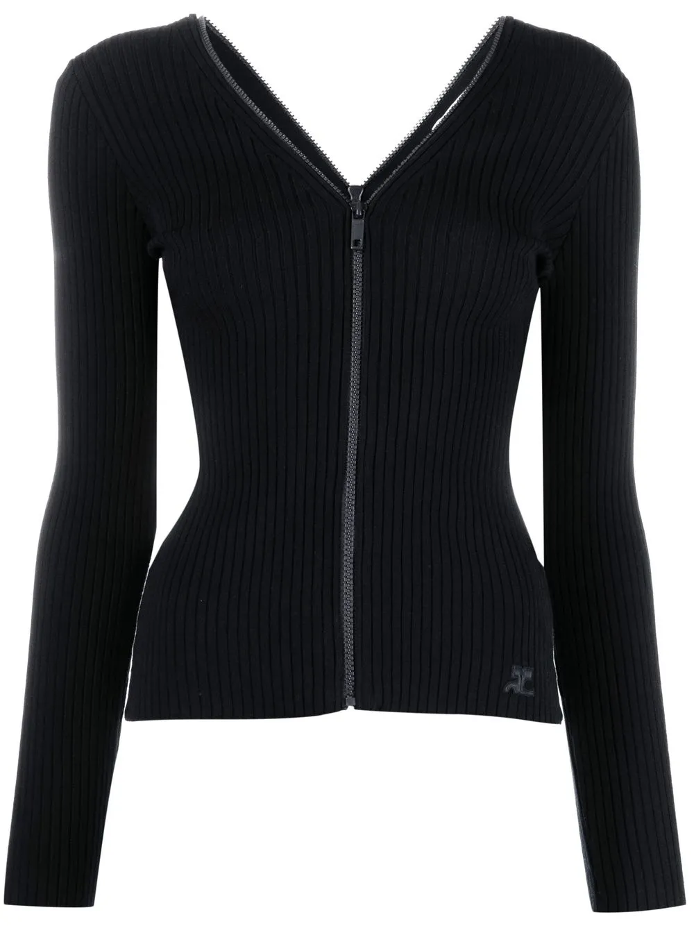 

Courrèges zip-detail ribbed jumper - Blue