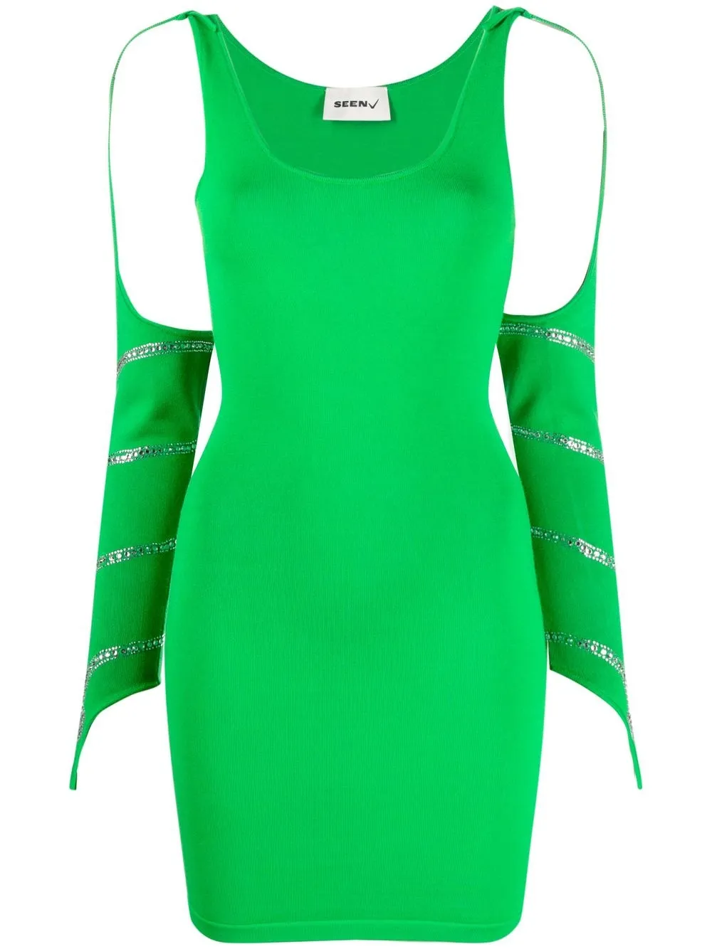 

Seen Users knitted detachable-sleeve mini dress - Green