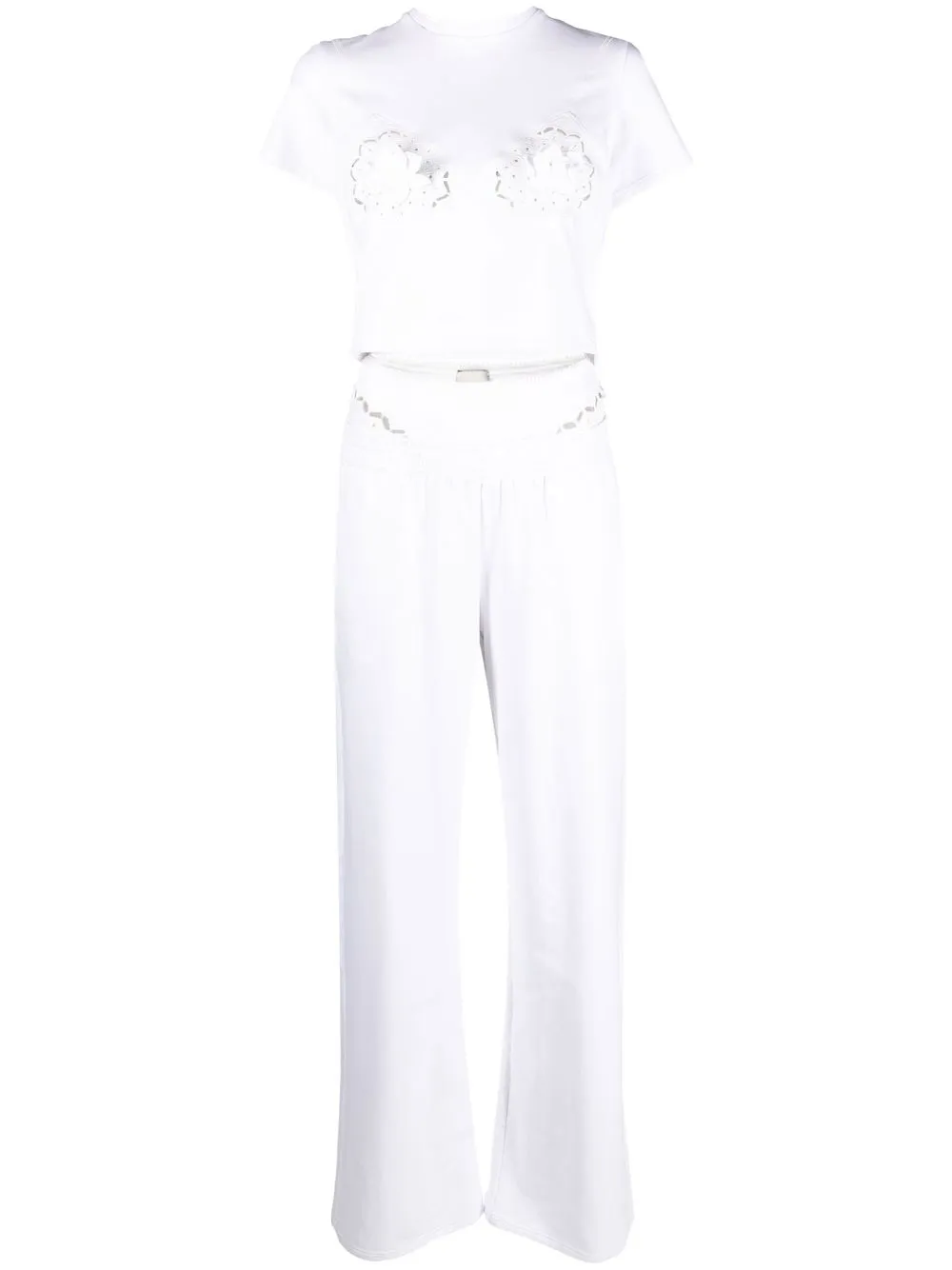 

Seen Users perforated-detail logo trousers - White