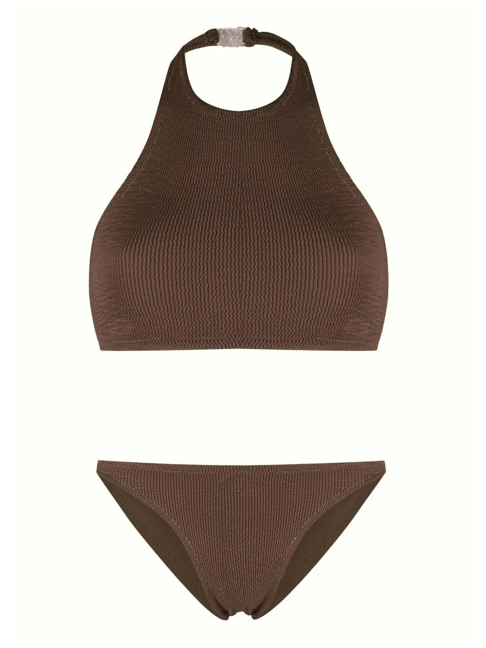 

Reina Olga seersucker-texture bikini set - Brown