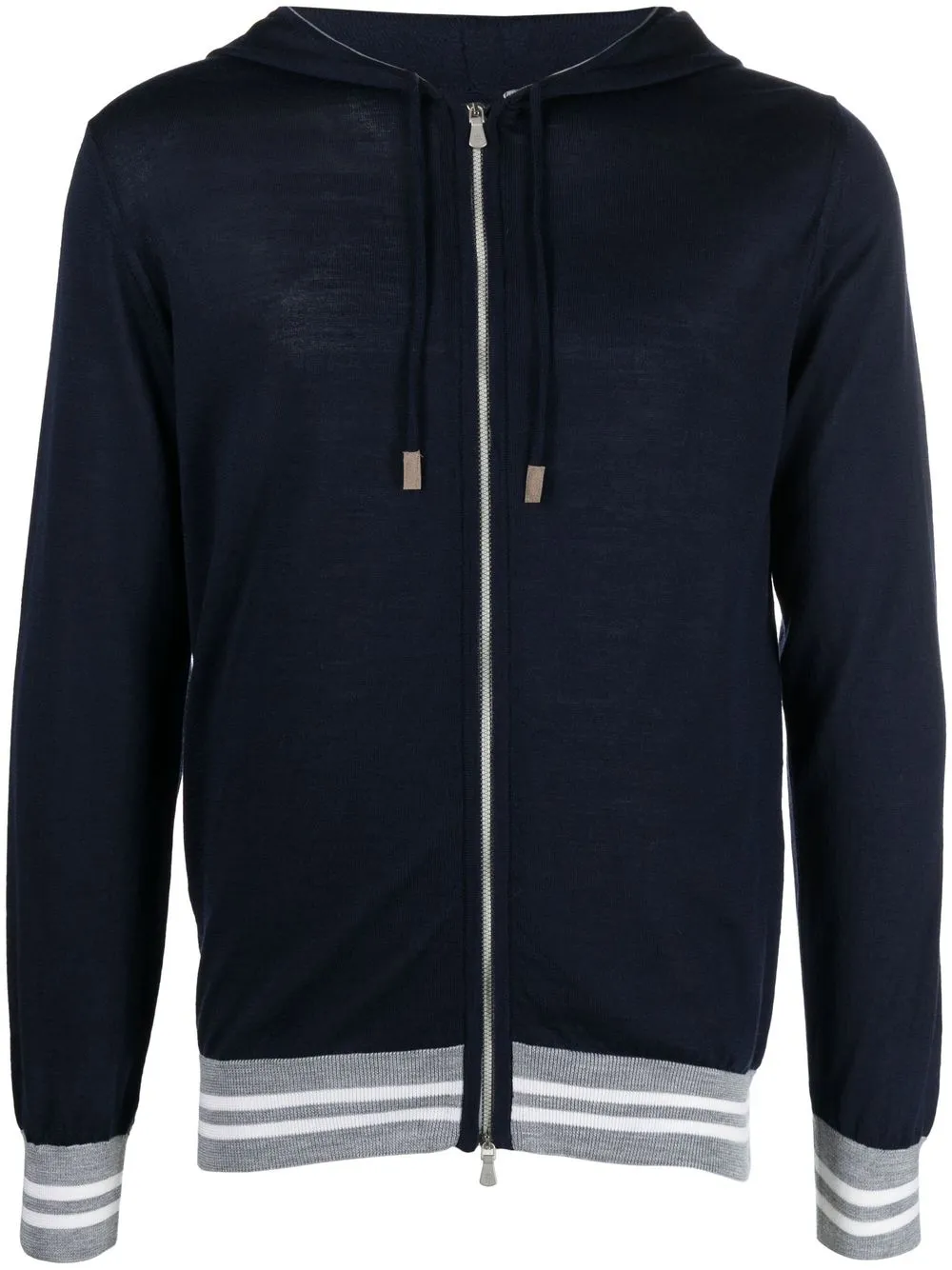 Eleventy Drawstring Zip-up Hoodie In Blau