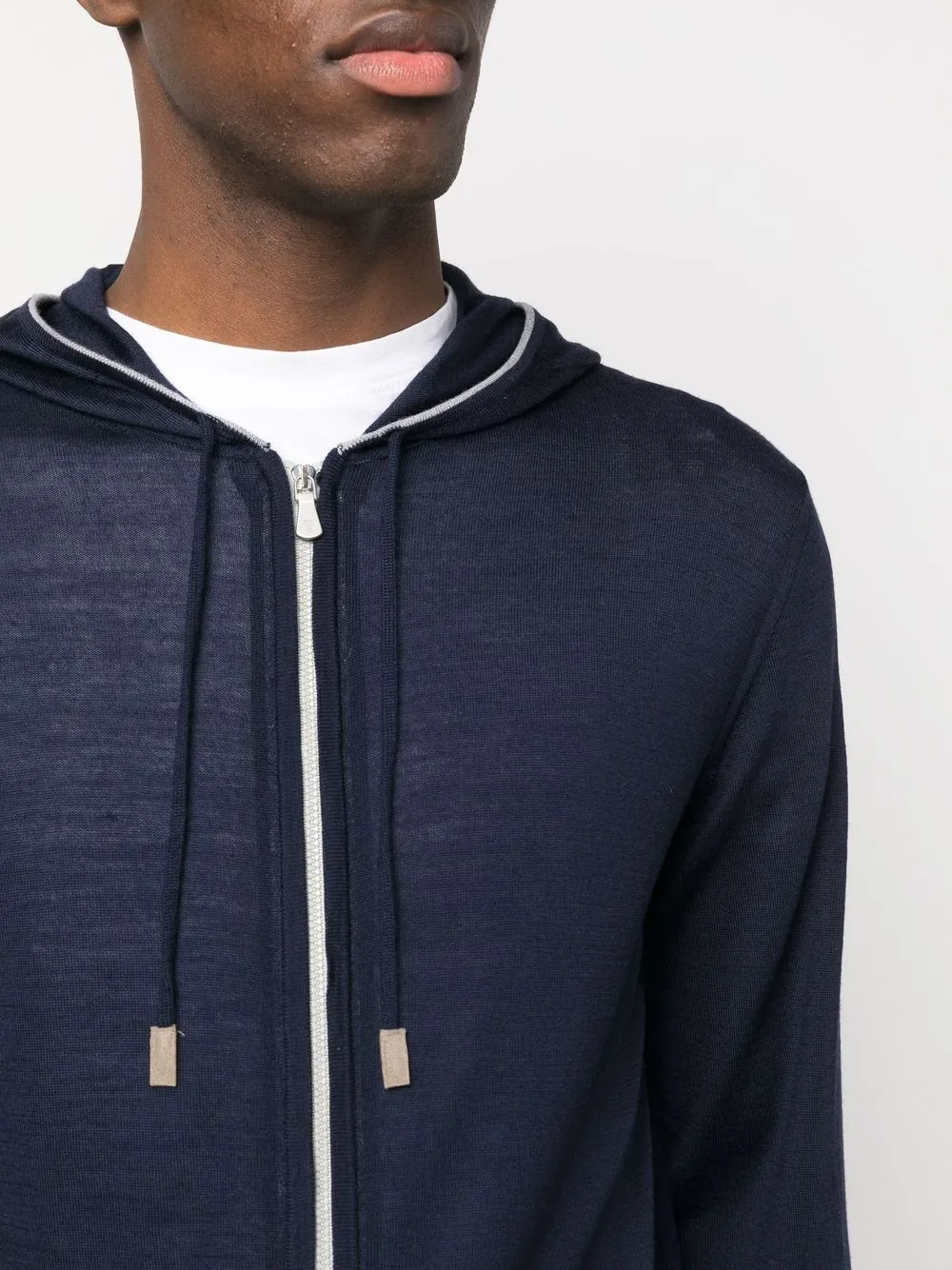 Eleventy Drawstring Zip-up Hoodie In Blau