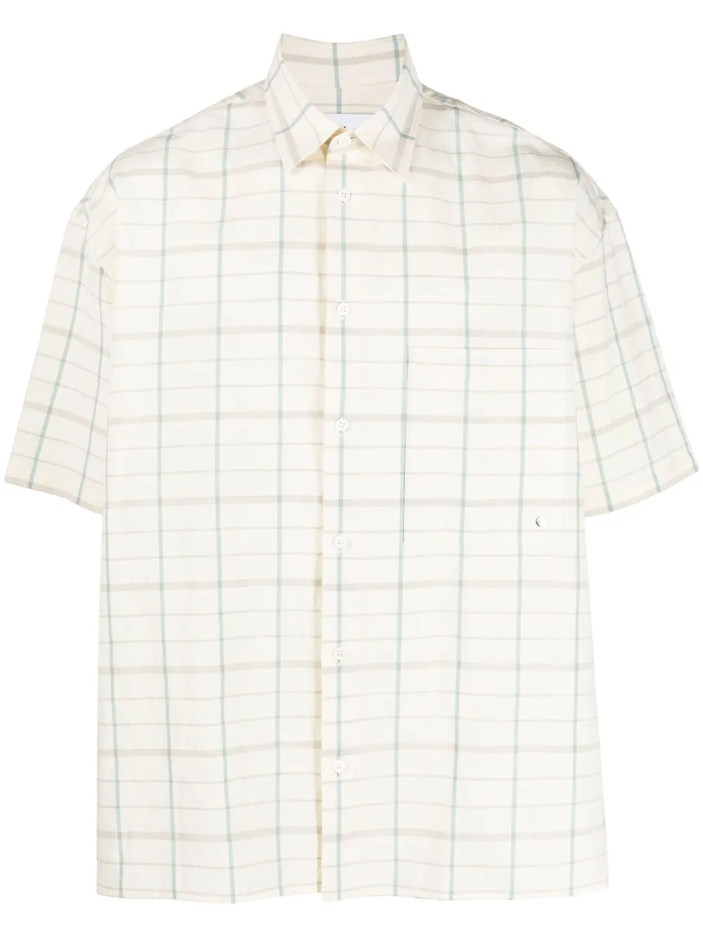 Etudes Studio Plaid-print Oversized Fit Shirt In Nude