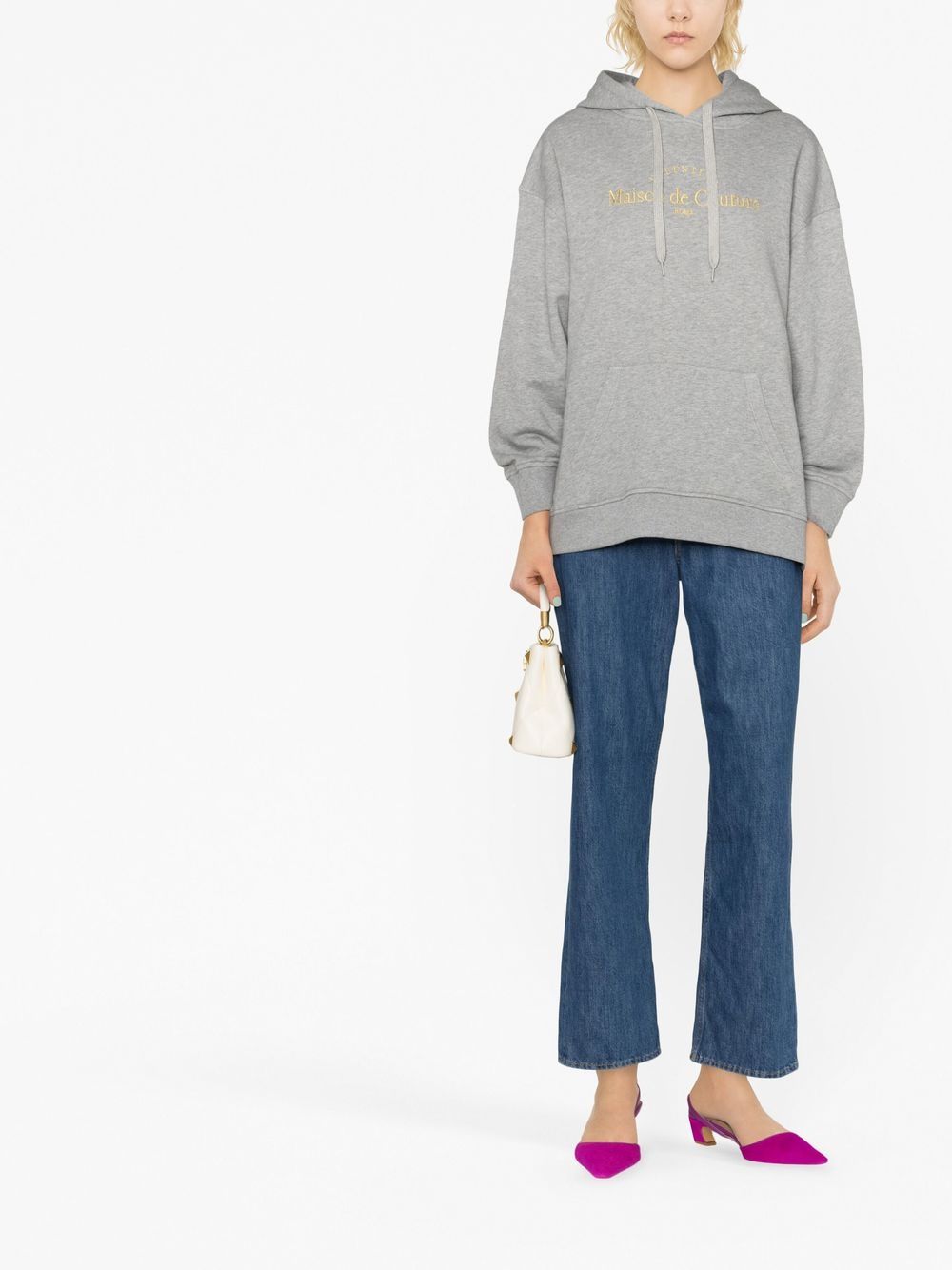 Shop Valentino Maison De Couture Embroidered Hoodie In Grey