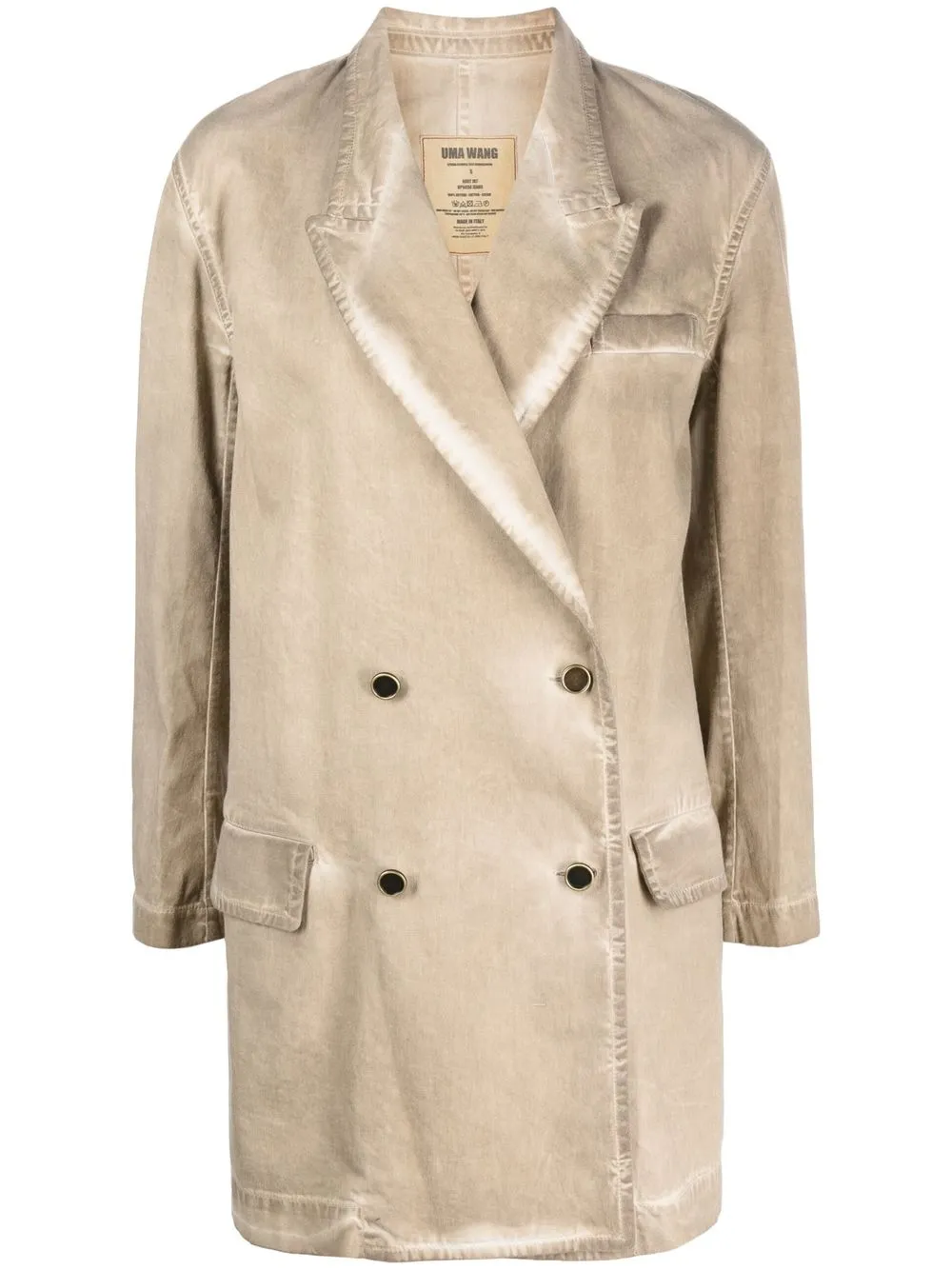 

Uma Wang bleached-effect double-breasted coat - Neutrals