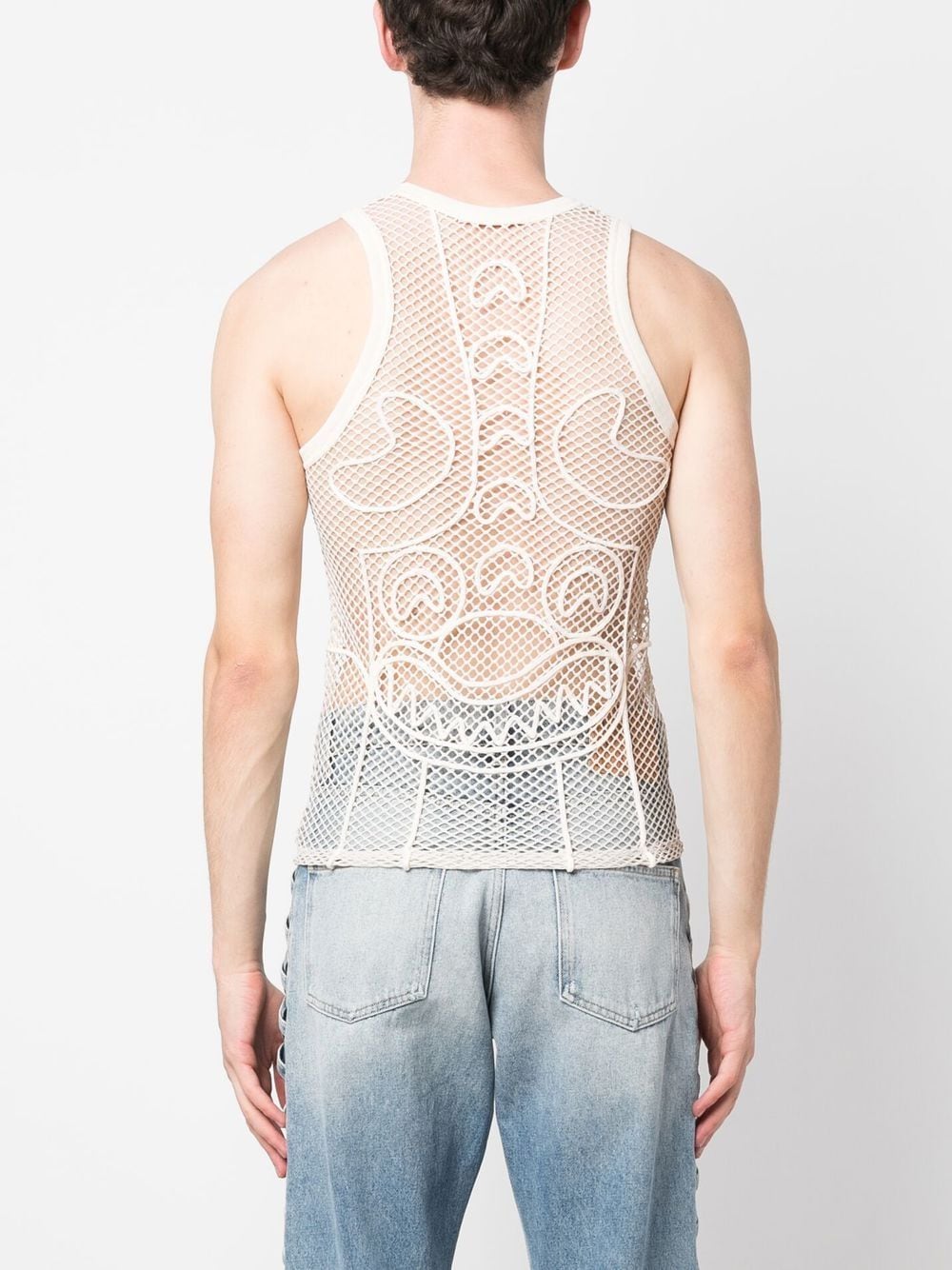 Shop Charles Jeffrey Loverboy Abstract Mesh Tank Top In Neutrals