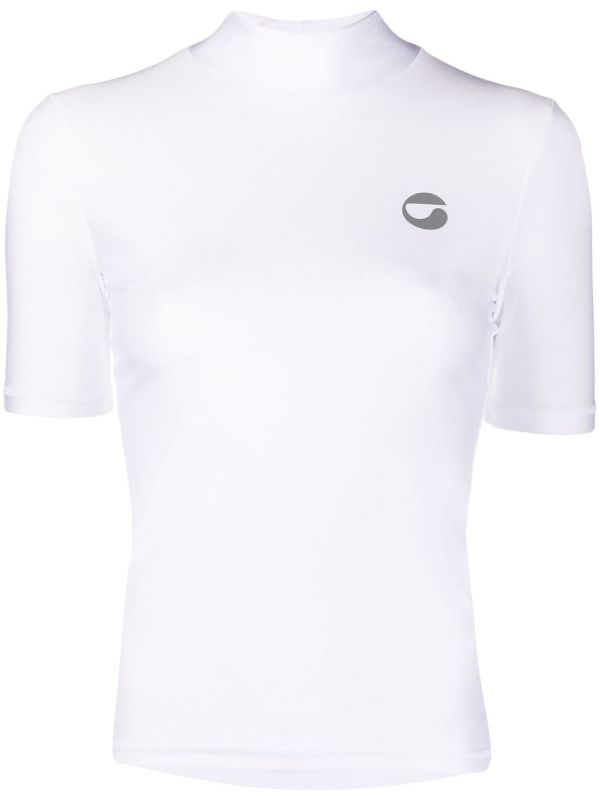 Mock neck white outlet t shirt