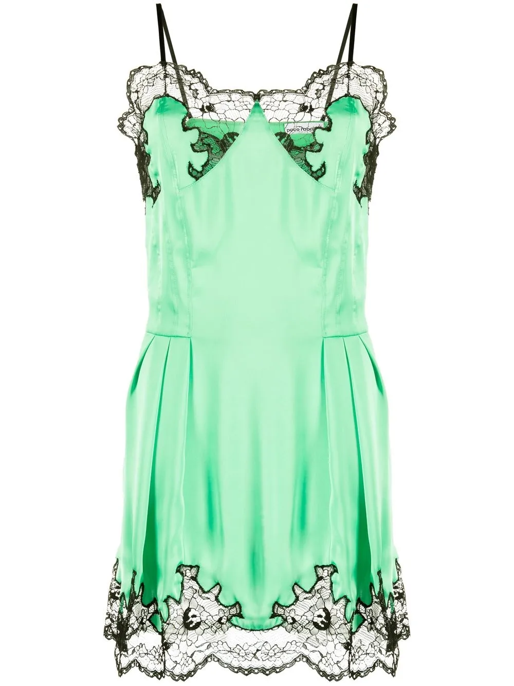 

Paco Rabanne lace-trim pleated slip dress - Green