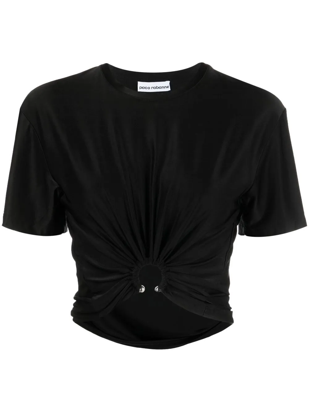 PACO RABANNE RING-EMBELLISHED CROPPED T-SHIRT