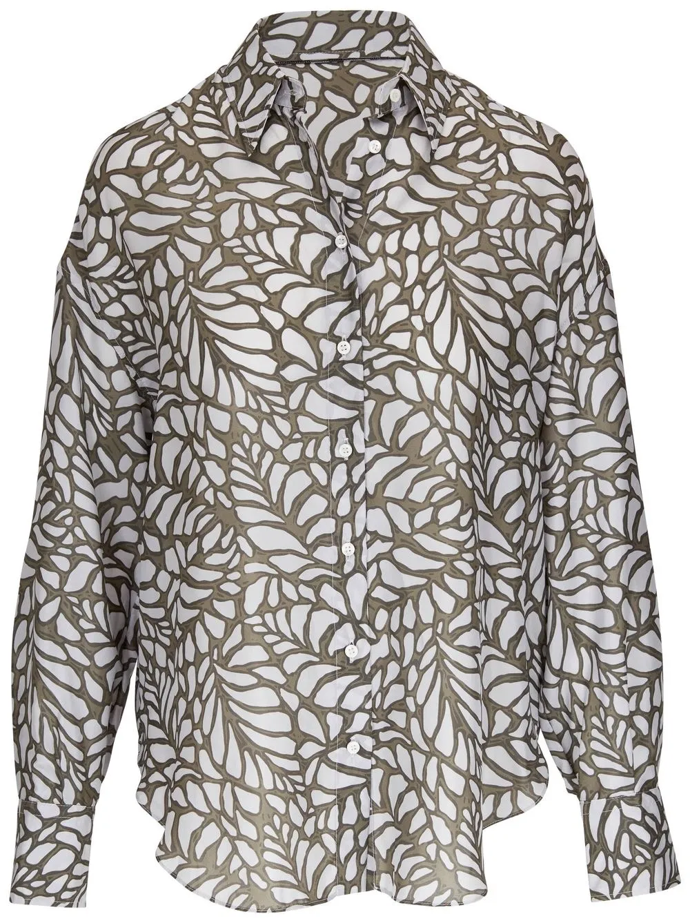 

Brunello Cucinelli botanical-print silk shirt - Green