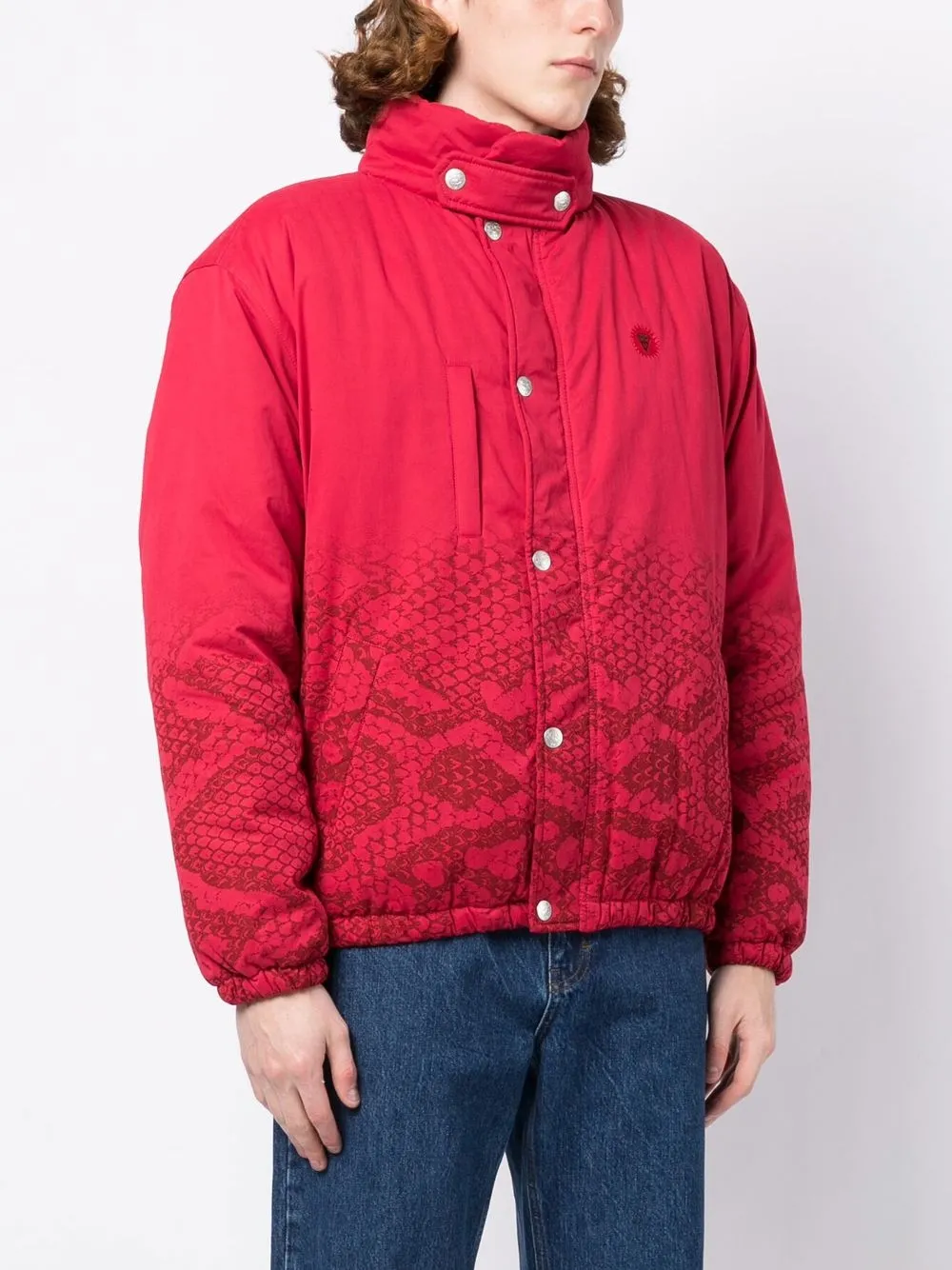 Icecream Snakeskin-print Padded Jacket In Pink