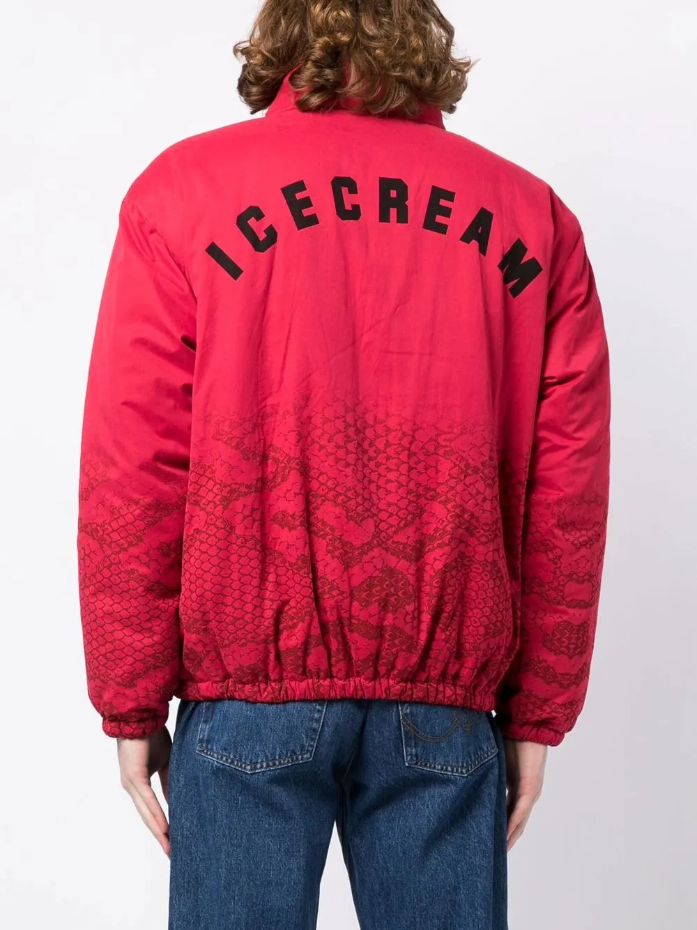 Icecream Snakeskin-print Padded Jacket In Pink