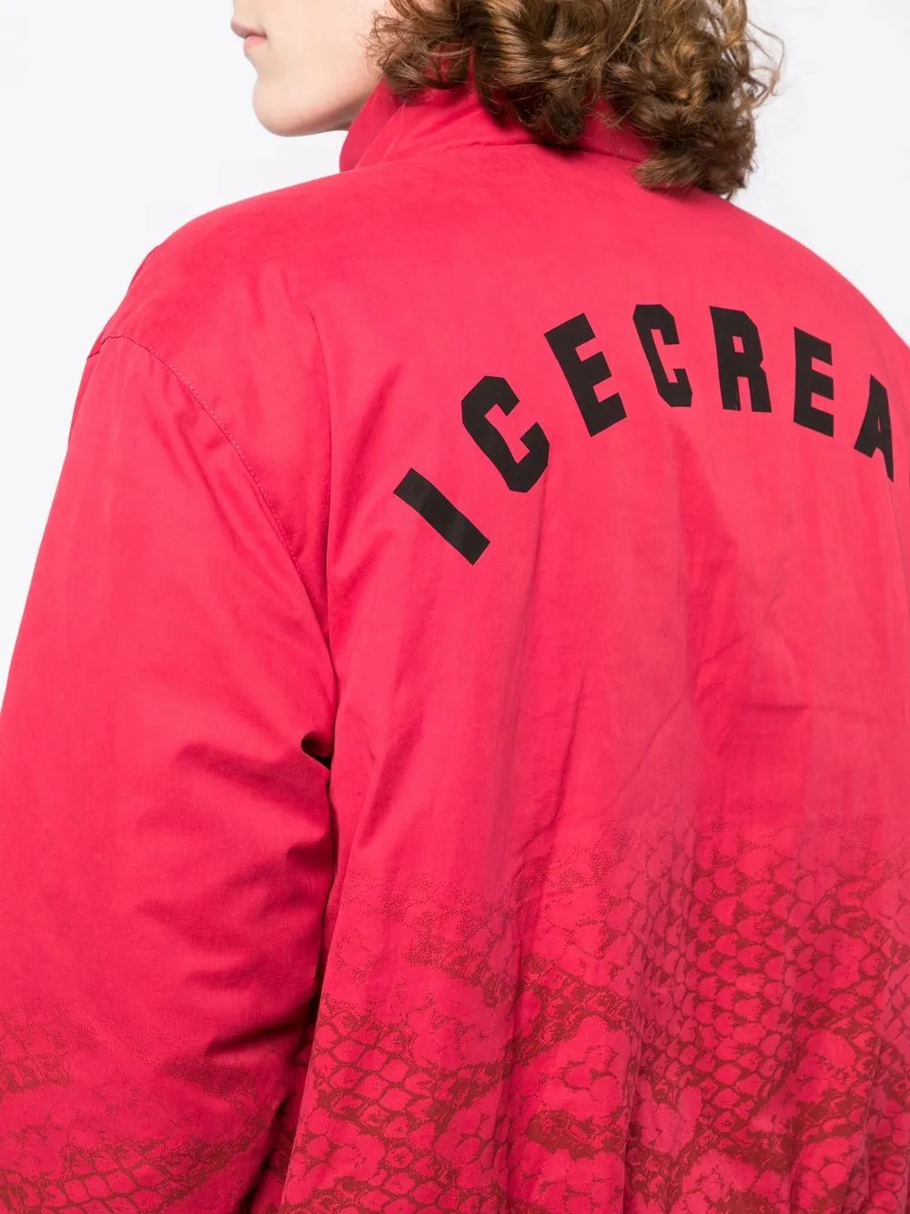 Icecream Snakeskin-print Padded Jacket In Pink