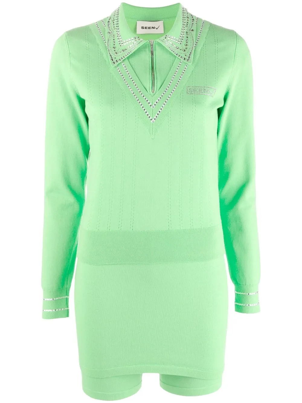 

Seen Users long-sleeved knitted mini dress - Green