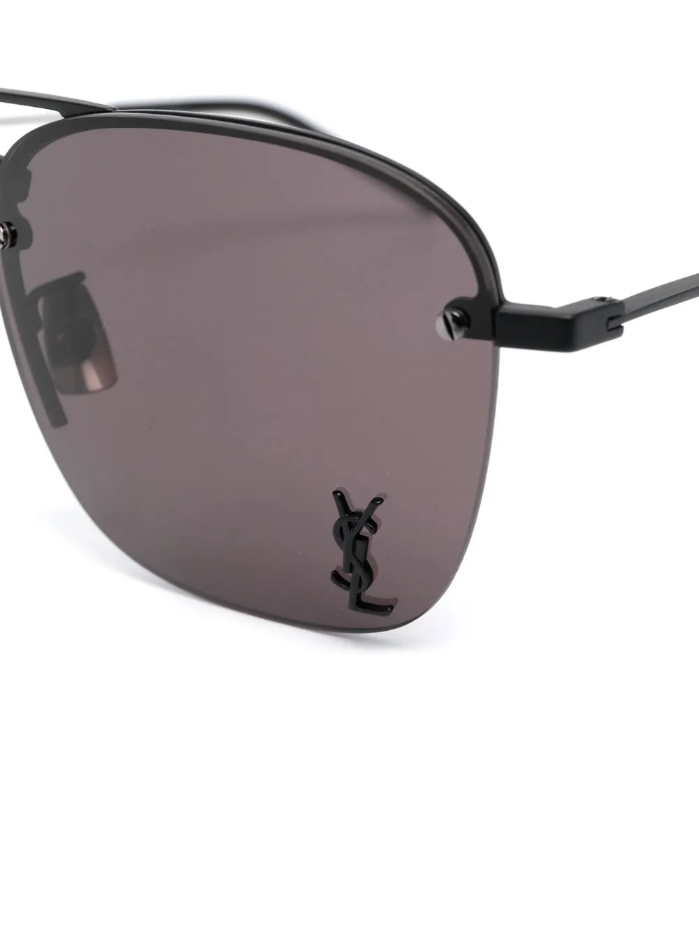  Saint Laurent Eyewear Lunettes De Soleil à Plaque Logo - Noir 