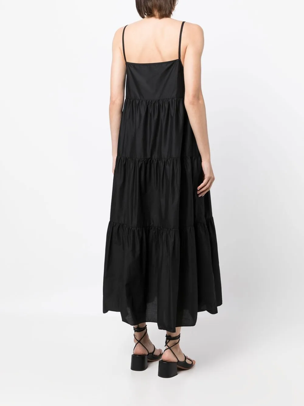 Matteau Tiered-design Midi Dress In Schwarz