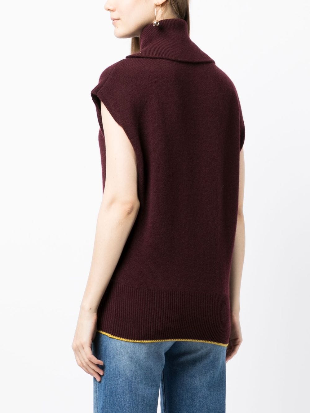 Shop Victoria Beckham Roll-neck Sleeveless Jumper In Brown