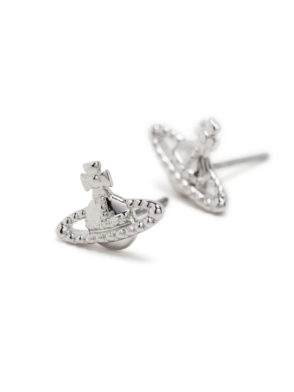 Vivienne Westwood Platinum Orb Logo Earrings In Silver