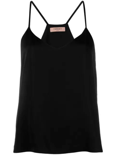 TWINSET - rear logo-plaque satin top