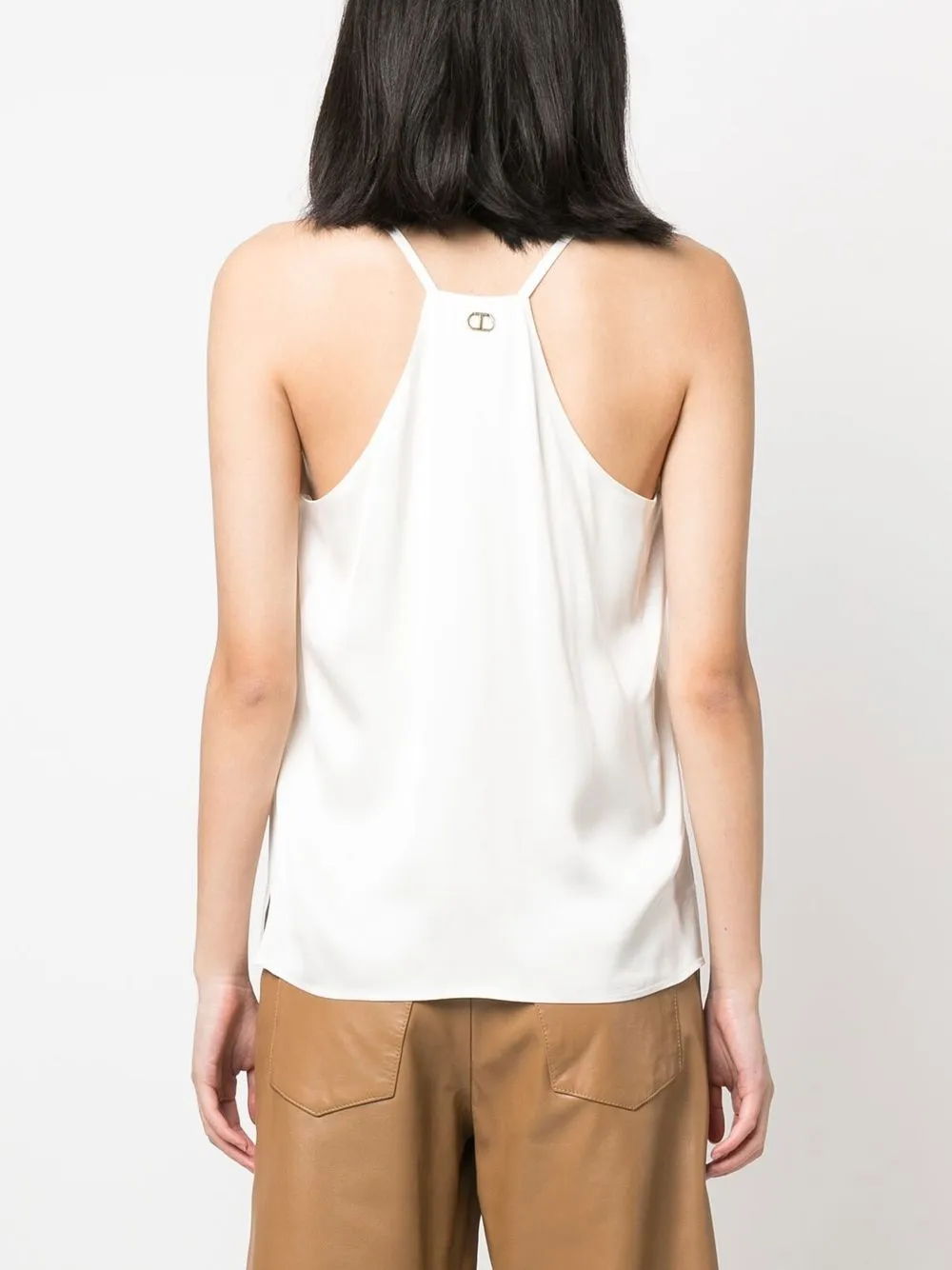 Twinset Rear Logo-plaque Satin Top In 白色