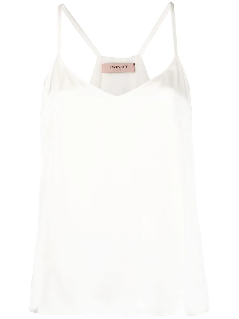 

TWINSET rear logo-plaque satin top - White