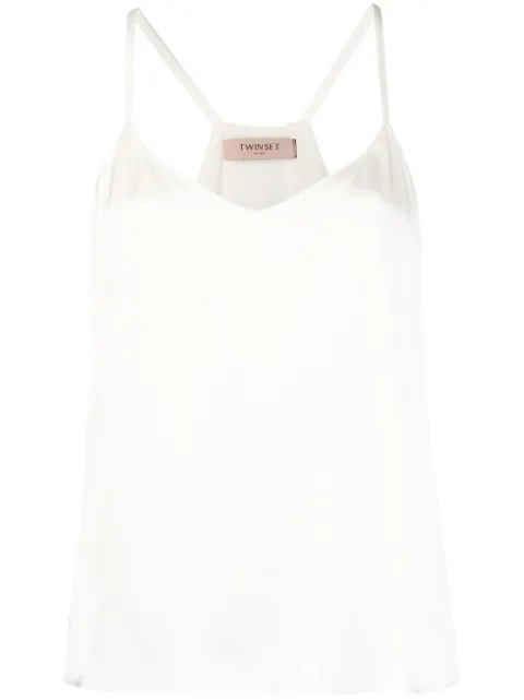 TWINSET rear logo-plaque satin top